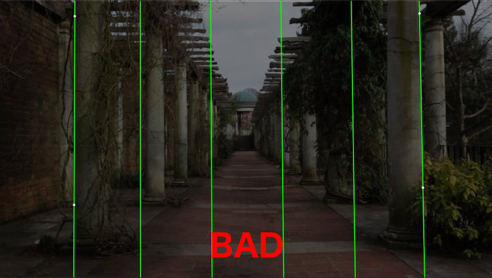 Example of unsuitable vanishing point lines